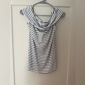 Motherhood Black and White Striped Cowl Neck Top